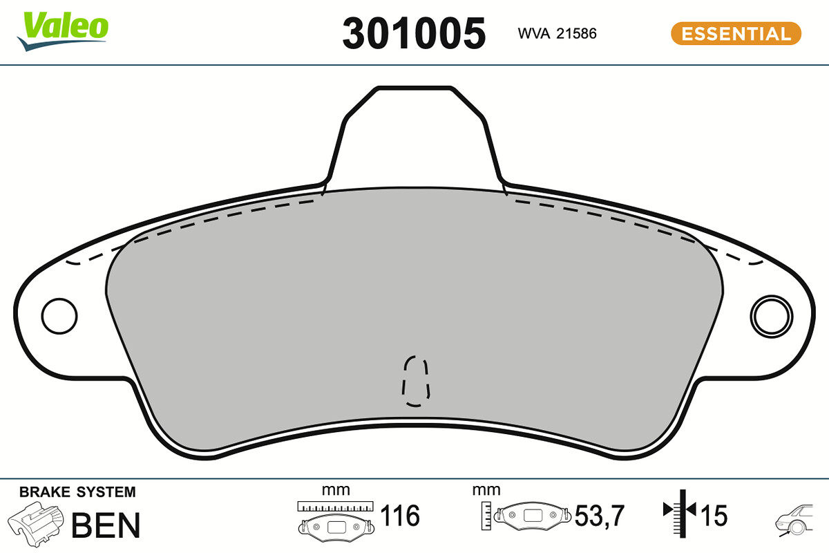 Jeu de 4 plaquettes de frein VALEO ref. 301005